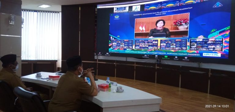 Berlansung Virtual, Bupati Zairullah Ikuti Rakernas Akuntansi dan Pelaporan Keuangan Pemerintah Tahun 2021