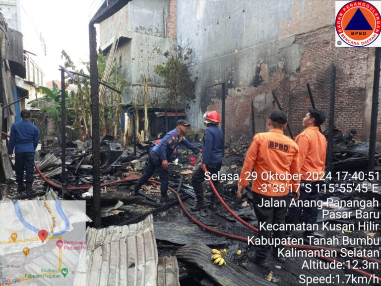 Kebakaran Hanguskan Rumah di Pasar Pagatan Kusan Hilir