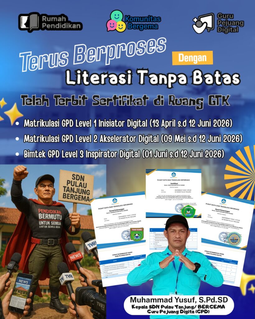 Kepsek SDN Pulau Tanjung Raih Sejumlah Sertifikat Guru Pejuang Digital dan Pendidikan Inklusif 1 Kepsek SDN Pulau Tanjung Raih Sejumlah Sertifikat Guru Pejuang Digital dan Pendidikan Inklusif