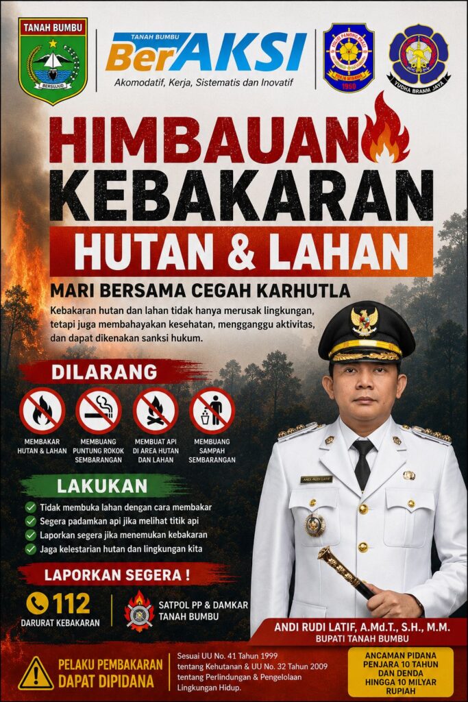 Kebakaran Tanah Bumbu Capai 128 Kejadian hingga 30 Agustus 2026